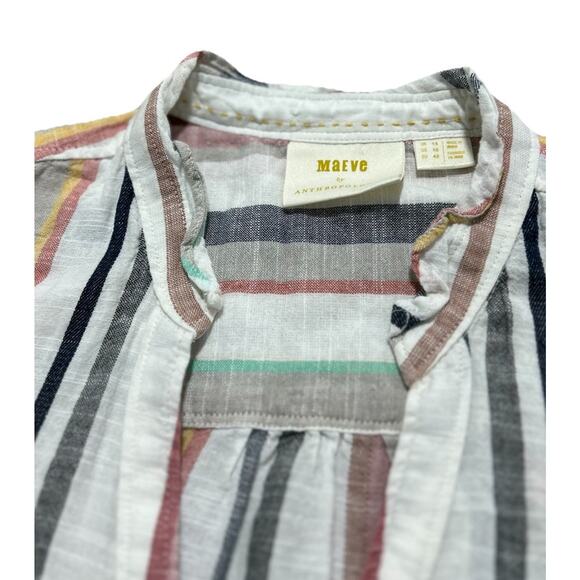 Anthropologie Maeve Sz 10 Alisa Ruffled Short Sleeve Blouse 100% Cotton - Picture 5 of 8